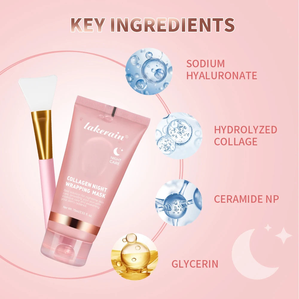 Collagen Wrapping Mask & Brush Set – Korean Rejuvenating Face Mask for Glowy, Elastic Skin
