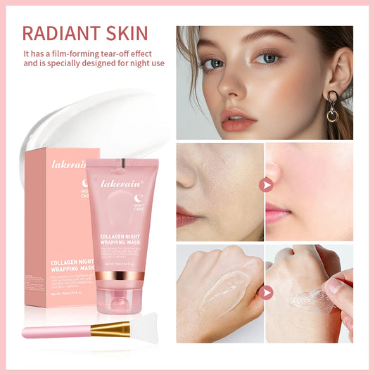 Collagen Wrapping Mask & Brush Set – Korean Rejuvenating Face Mask for Glowy, Elastic Skin