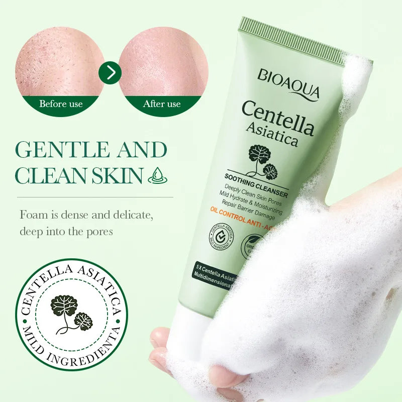BIOAQUA Centella Asiatica Facial Cleanser – Gentle Soothing Face Wash for Sensitive Skin