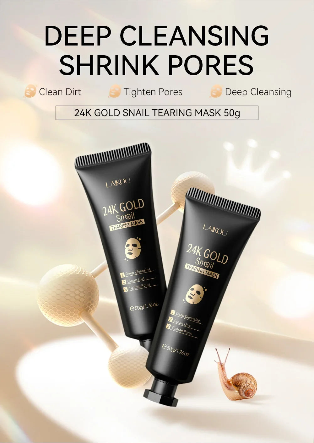 LAIKOU 24K Gold Sakura Peeling Face Mask – Brightening & Anti-Aging Peel-Off Mask