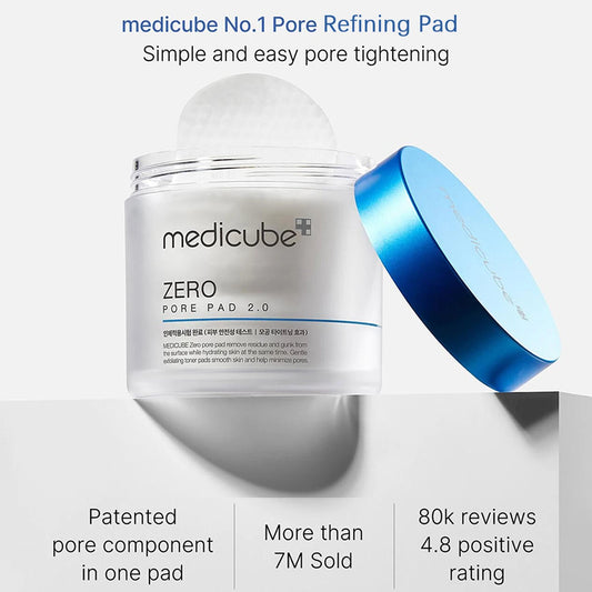 MedicuMedicube ZERO PORE PAD 2.0 – Dual-Texture Hydrating Korean Toner Pads for Smooth Pore Care