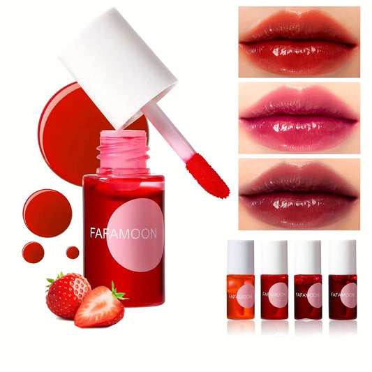4 Color Fruity Lip Tint Water Gloss Tint – Hydrating Glossy Lip Color Set