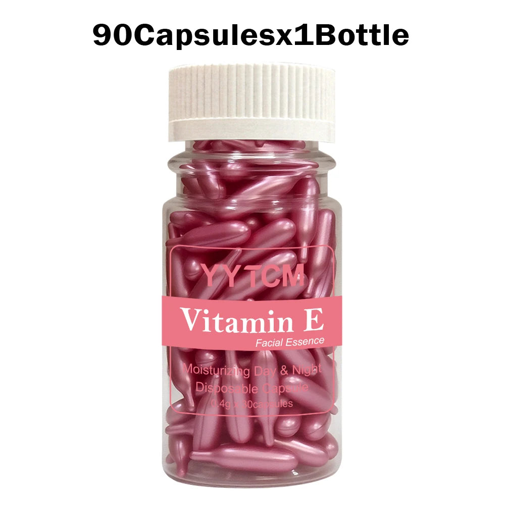Vitamin E Serum Capsules – Single-Use Hydrating & Moisturizing Facial Essence, 90 Capsules
