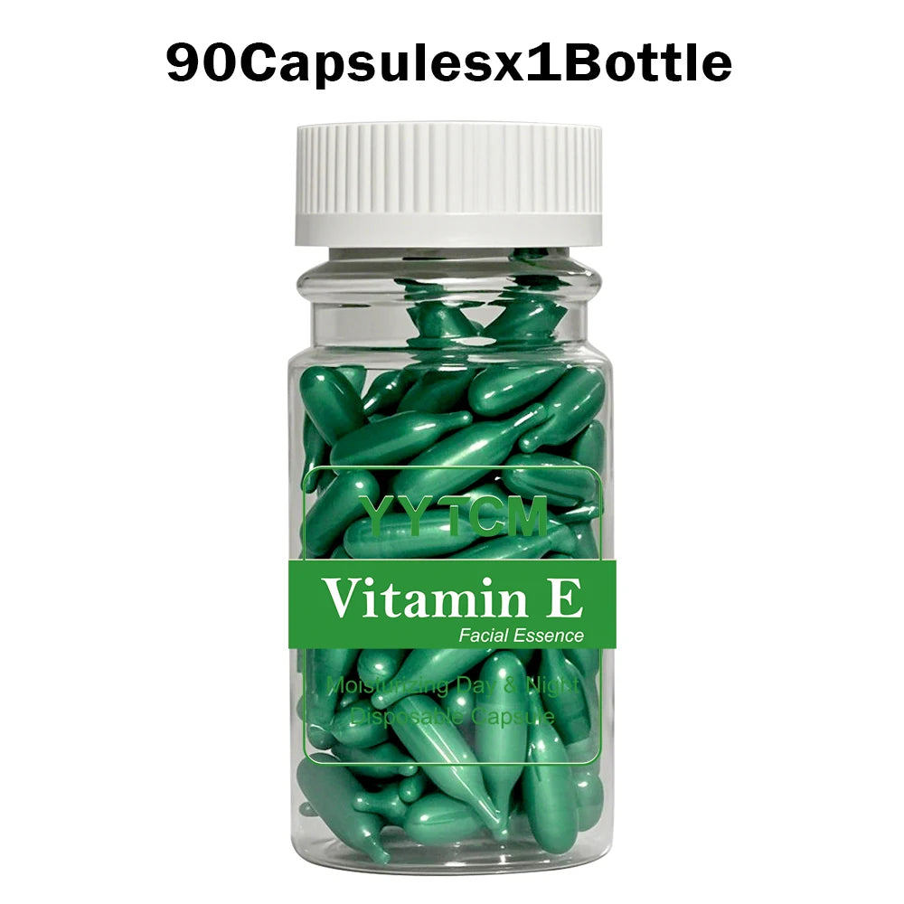 Vitamin E Serum Capsules – Single-Use Hydrating & Moisturizing Facial Essence, 90 Capsules