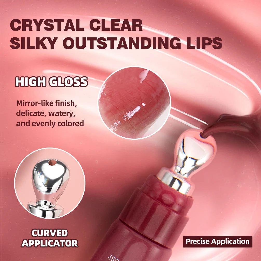 QIBEST Mirror Pearl Lip Gloss – High-Shine Plumping Glossy Lip Color for Fuller Lips