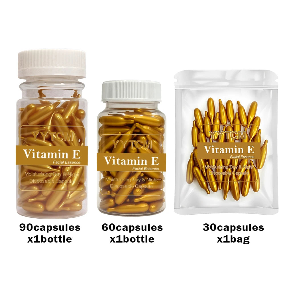 Vitamin E Serum Capsules – Single-Use Hydrating & Moisturizing Facial Essence, 90 Capsules