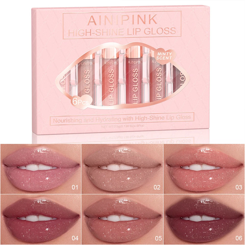 Glitter Lip Gloss Lipstick – Moisturizing Waterproof Lip Tint with High Pigment & Nude Plumper