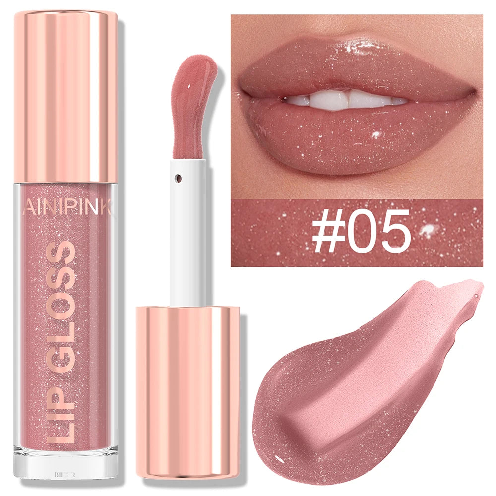 Glitter Lip Gloss Lipstick – Moisturizing Waterproof Lip Tint with High Pigment & Nude Plumper