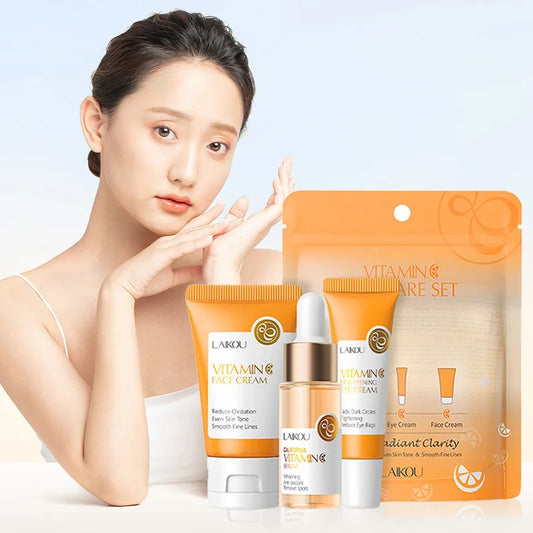 LAIKOU Vitamin C Skincare Set 3pcs – Brightening Face Wash, Serum & Moisturizer