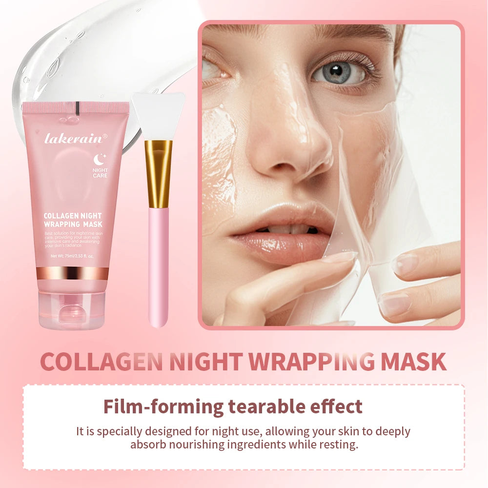 Collagen Wrapping Mask & Brush Set – Korean Rejuvenating Face Mask for Glowy, Elastic Skin