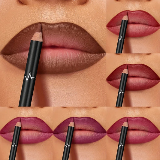 Pudaier 6-Color Waterproof Matte Lip Liner – Long-Lasting Non-Transfer Formula, 6 Versatile Shades