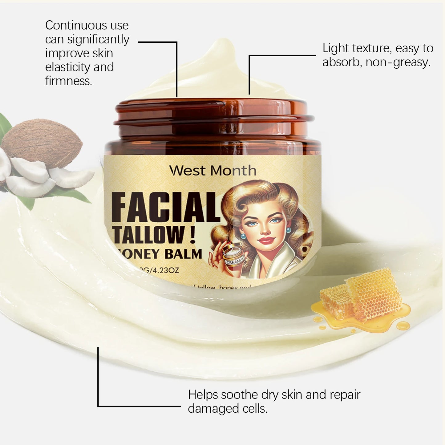 Beef Tallow Face Cream – Natural Deep Moisturizer for Dry & Sensitive Skin