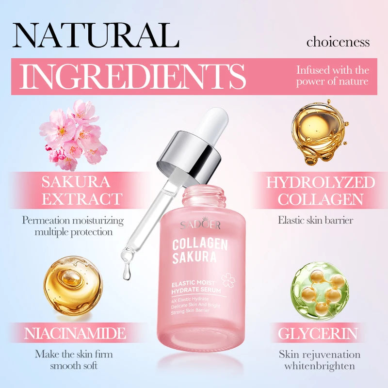 SADOER Sakura Facial Serum 30/100ml – Anti-Aging Hydrating & Brightening Face Essence
