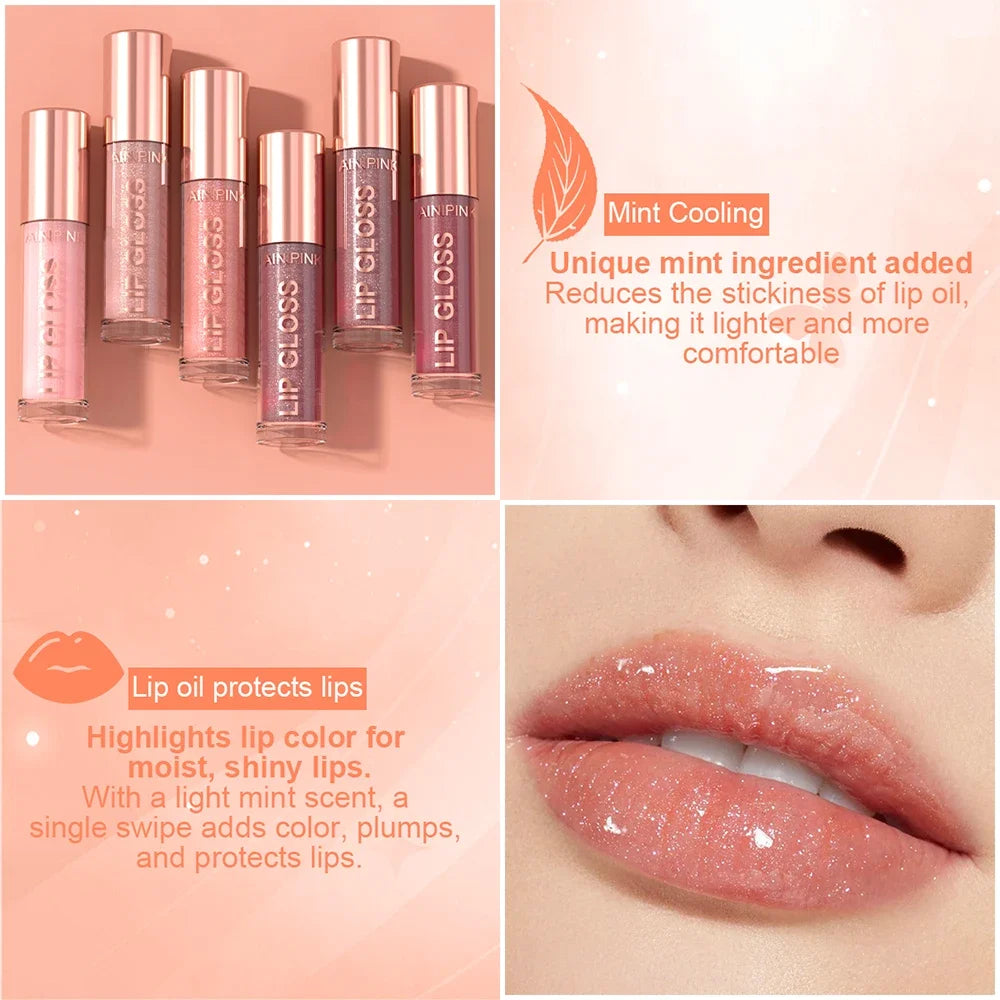 Glitter Lip Gloss Lipstick – Moisturizing Waterproof Lip Tint with High Pigment & Nude Plumper