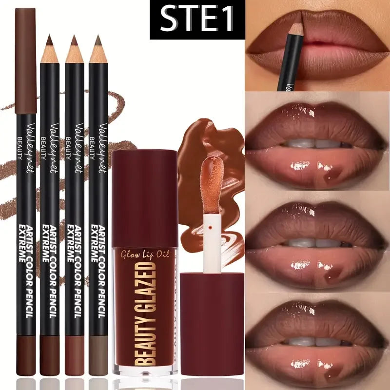 4pcs Lip Kit Set – Complete Lip Makeup Set with Gloss, Liner & More