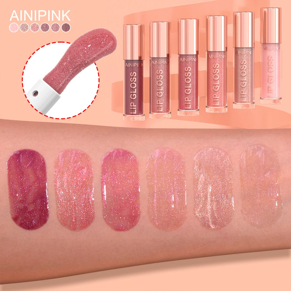 Glitter Lip Gloss Lipstick – Moisturizing Waterproof Lip Tint with High Pigment & Nude Plumper