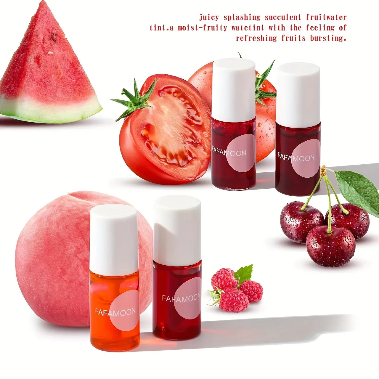 4 Color Fruity Lip Tint Water Gloss Tint – Hydrating Glossy Lip Color Set