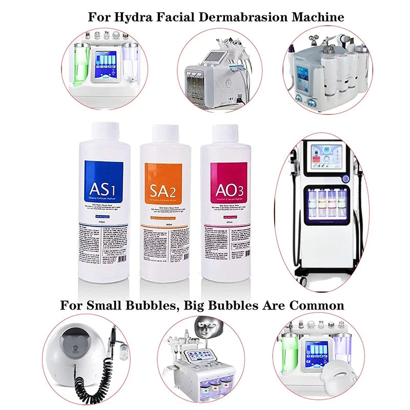 AS1 SA2 AO3 Aqua Peel Facial Serum Kit – Deep Cleaning & Hydrating Solution for Facial Machines (400ml x 3)
