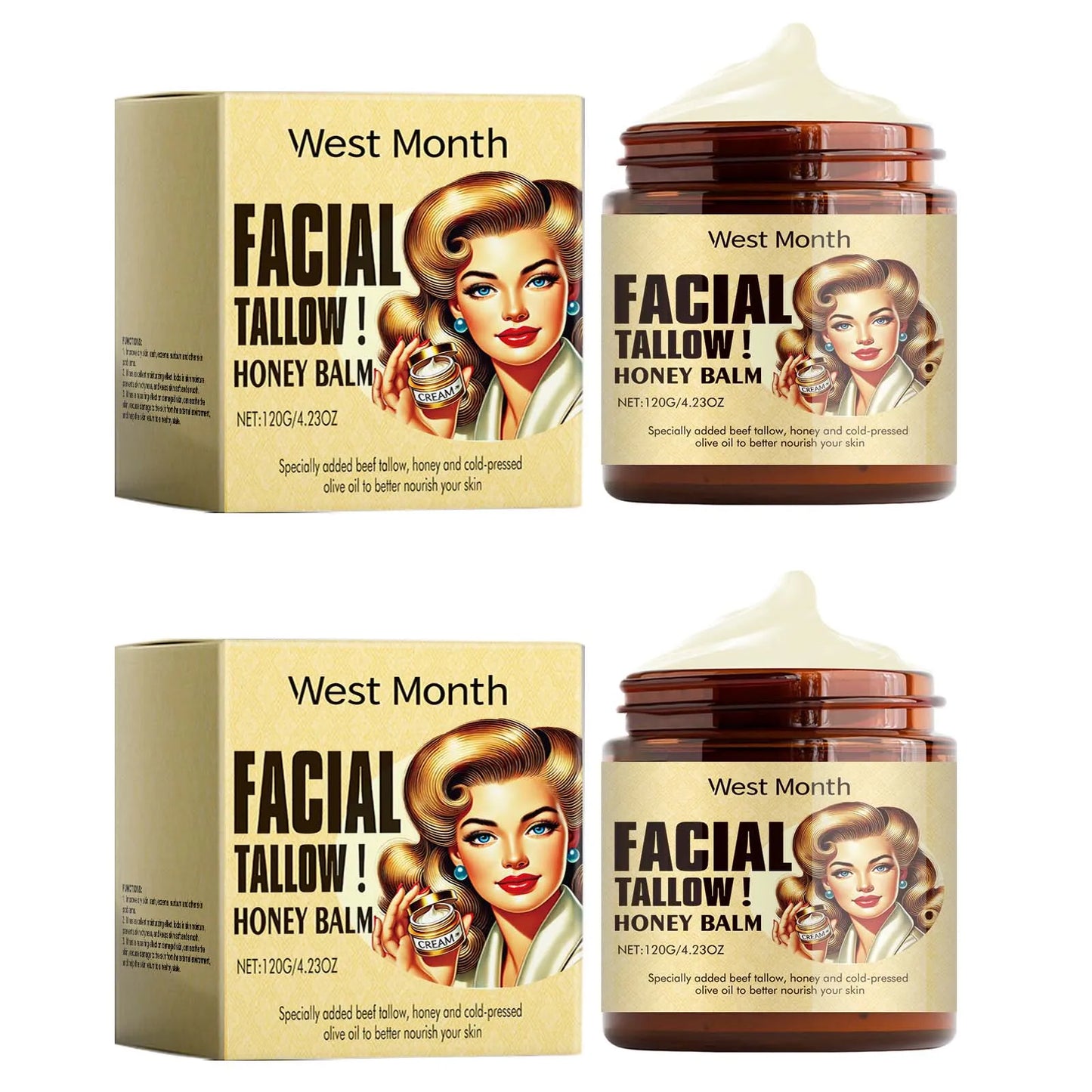 Beef Tallow Face Cream – Natural Deep Moisturizer for Dry & Sensitive Skin