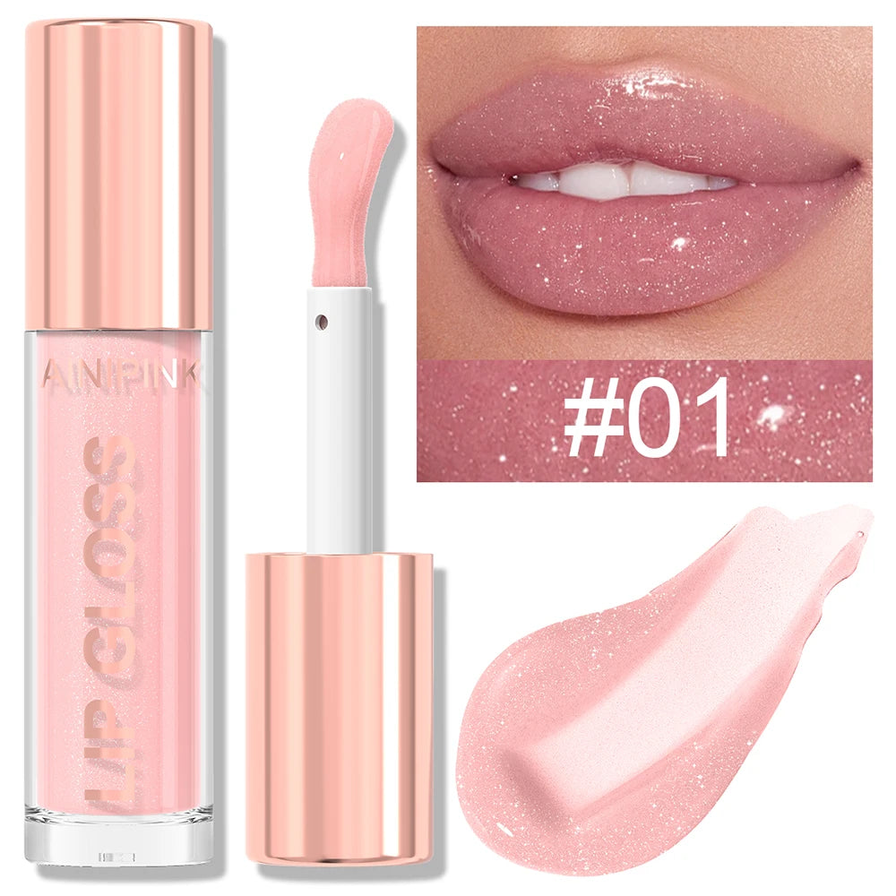 Glitter Lip Gloss Lipstick – Moisturizing Waterproof Lip Tint with High Pigment & Nude Plumper