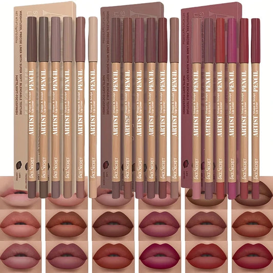 6pcs Velvet Matte Lip Liner Pencils Set – Long-Lasting Precise Lip Definition Collection