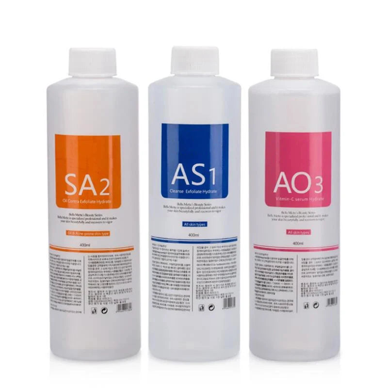 AS1 SA2 AO3 Aqua Peel Facial Serum Kit – Deep Cleaning & Hydrating Solution for Facial Machines (400ml x 3)