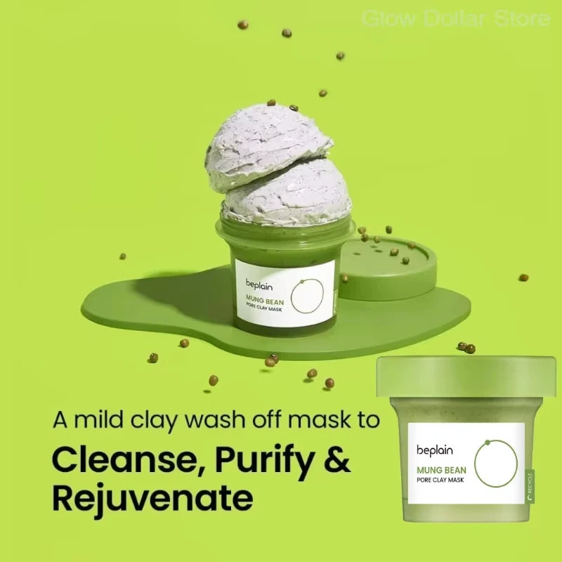 Beplain Mung Bean Pore Clearing Duo - Deep Cleansing Oil & Pore Clay Mask | Korean Skincare Set for Blackhead Removal & Clogged Pores