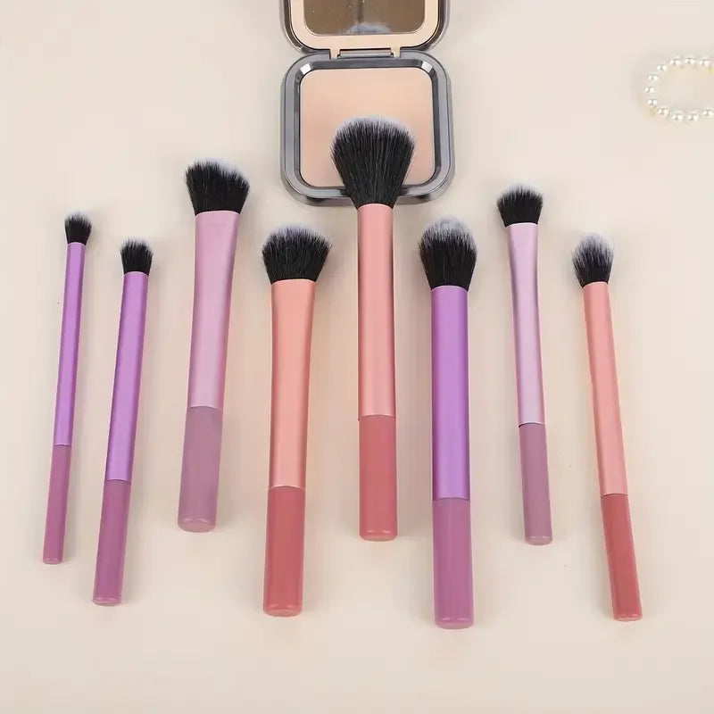8pcs Makeup Brush Kit – Professional Complete Face Brush Set for Flawless Makeup