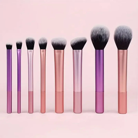 8pcs Makeup Brush Kit – Professional Complete Face Brush Set for Flawless Makeup
