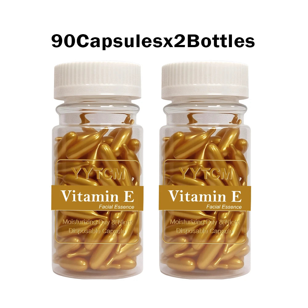 Vitamin E Serum Capsules – Single-Use Hydrating & Moisturizing Facial Essence, 90 Capsules