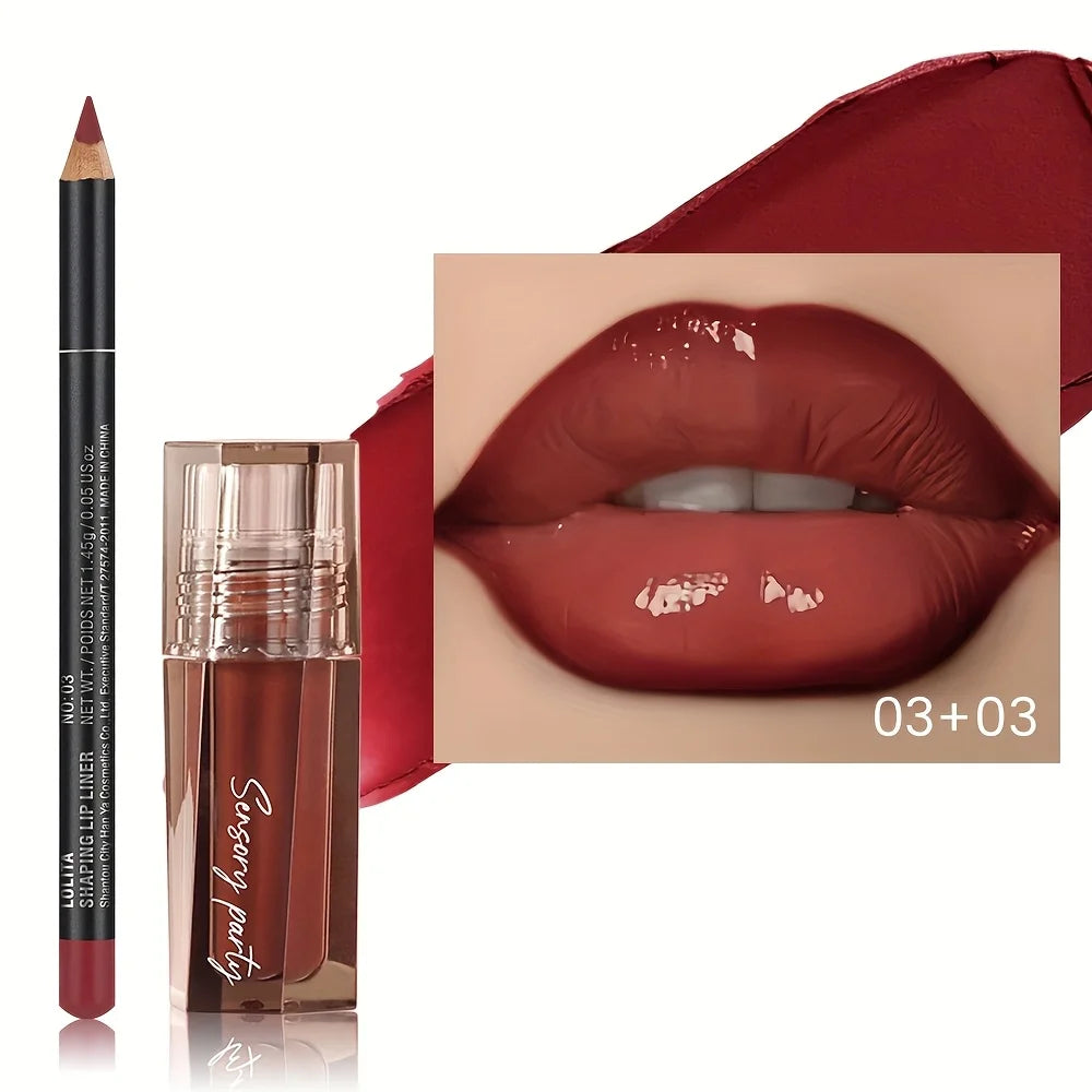 Hydrating Lip Gloss + Lip Liner Kit – Long-Lasting Color & Moisture Lip Set