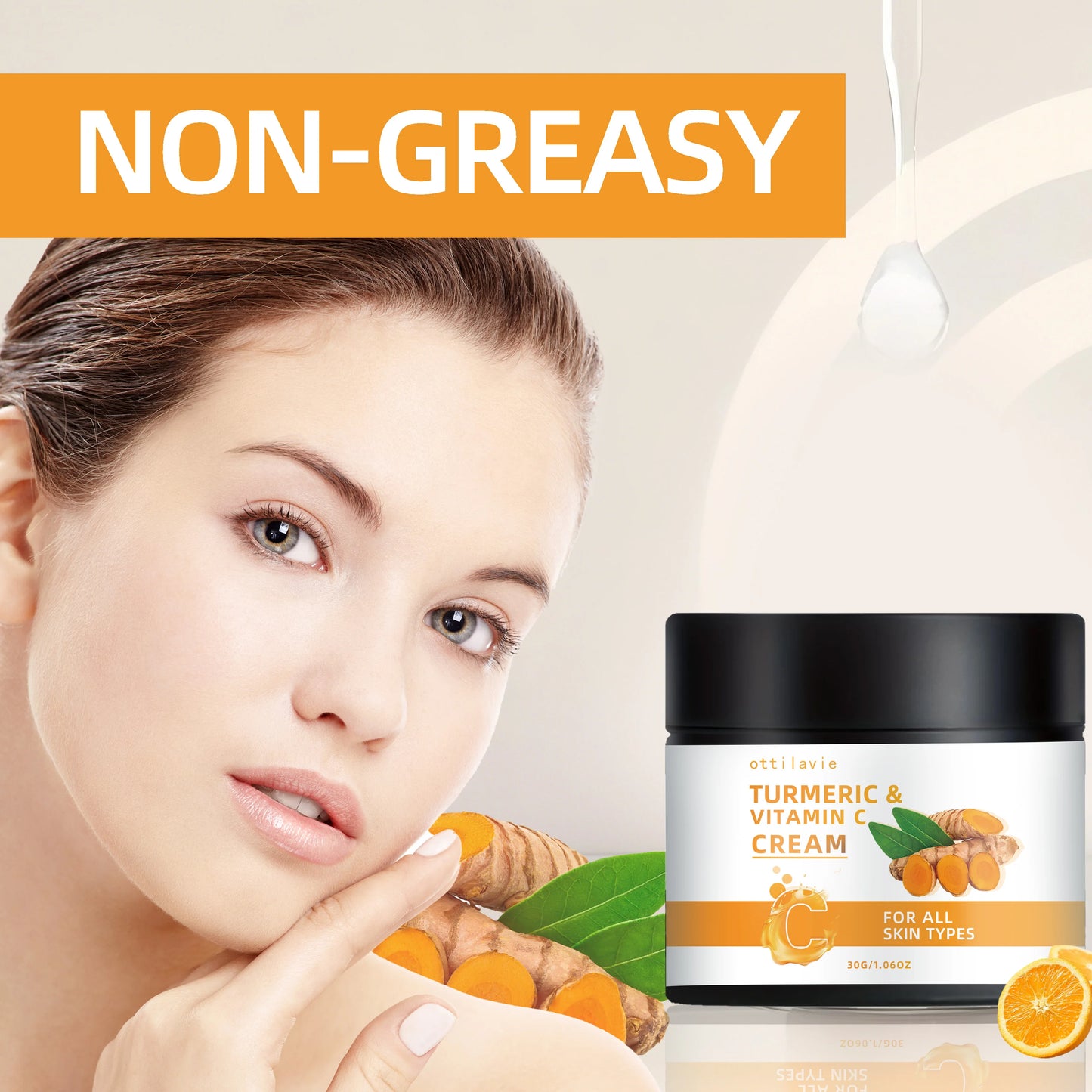 Turmeric & Vitamin C Brightening Face Cream – Dark Spot Remover & Glow Booster