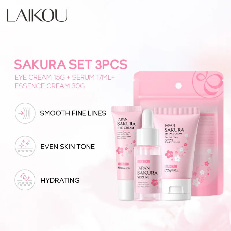LAIKOU Vitamin C Skincare Set 3pcs – Brightening Face Wash, Serum & Moisturizer