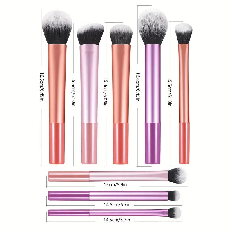8pcs Makeup Brush Kit – Professional Complete Face Brush Set for Flawless Makeup