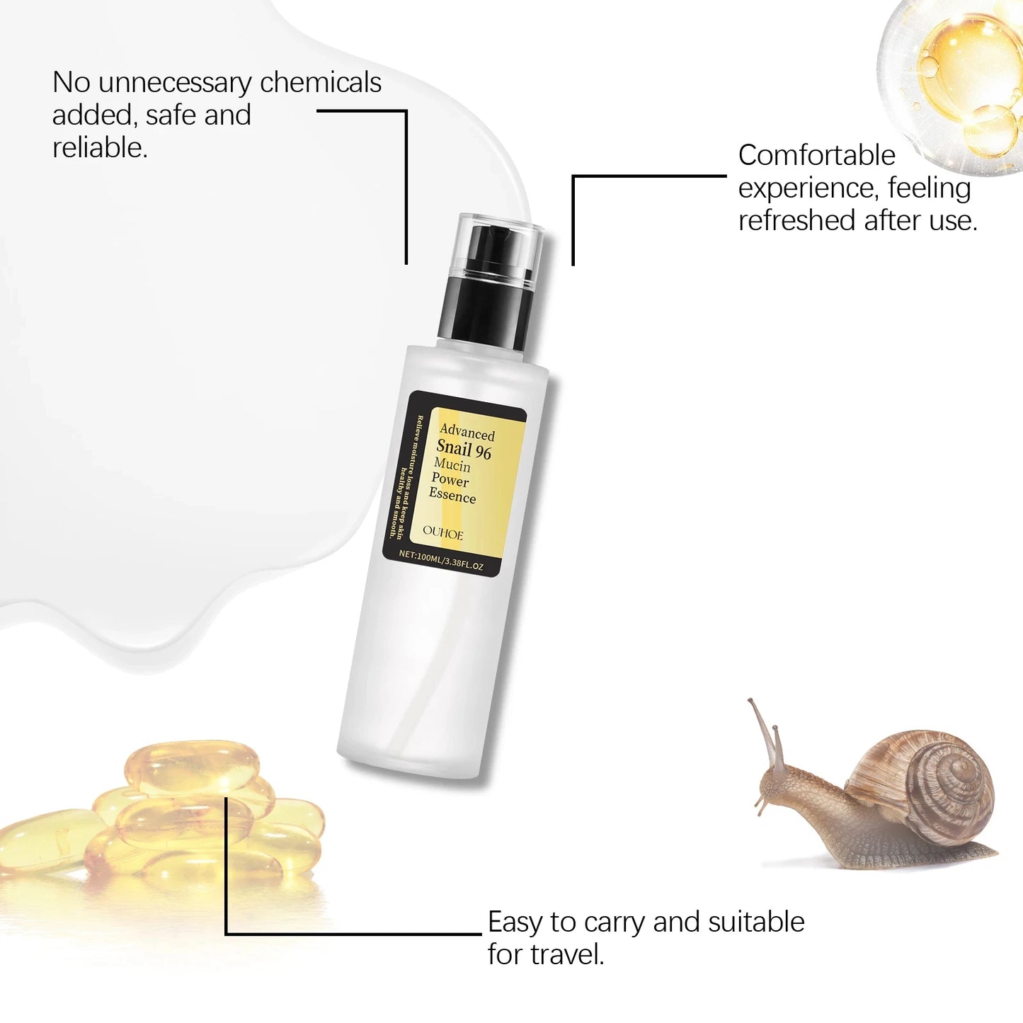 Snail 96 Mucin Power Essence – Fading Fine Lines, Moisturizing & Brightening Skin Care