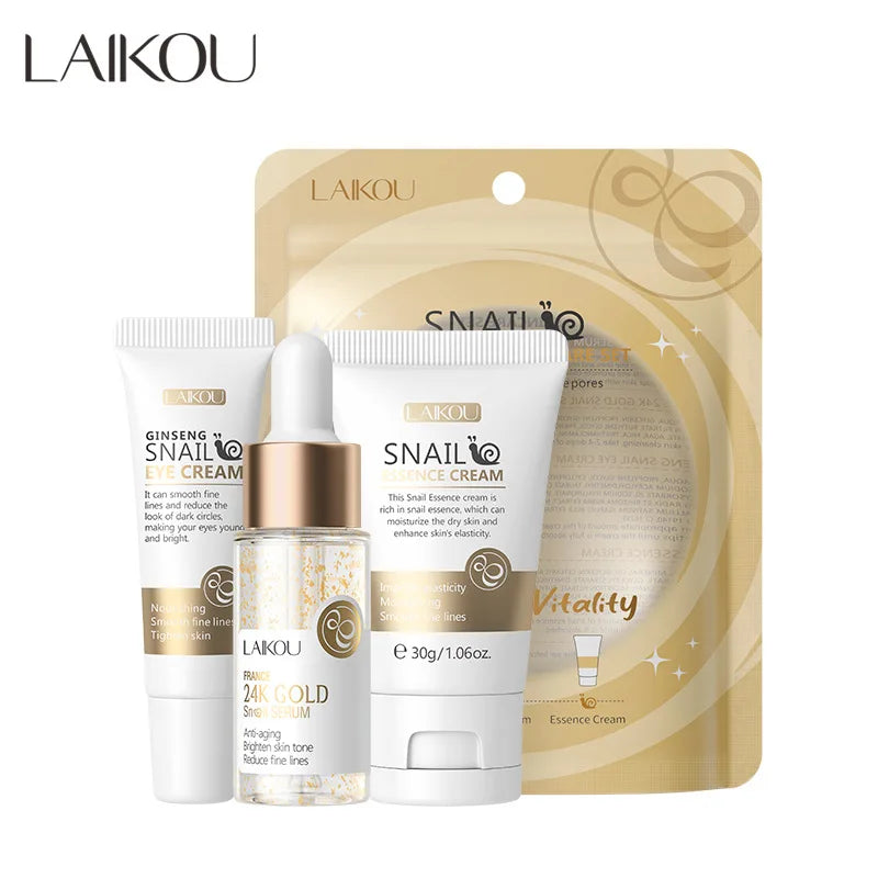 LAIKOU Vitamin C Skincare Set 3pcs – Brightening Face Wash, Serum & Moisturizer