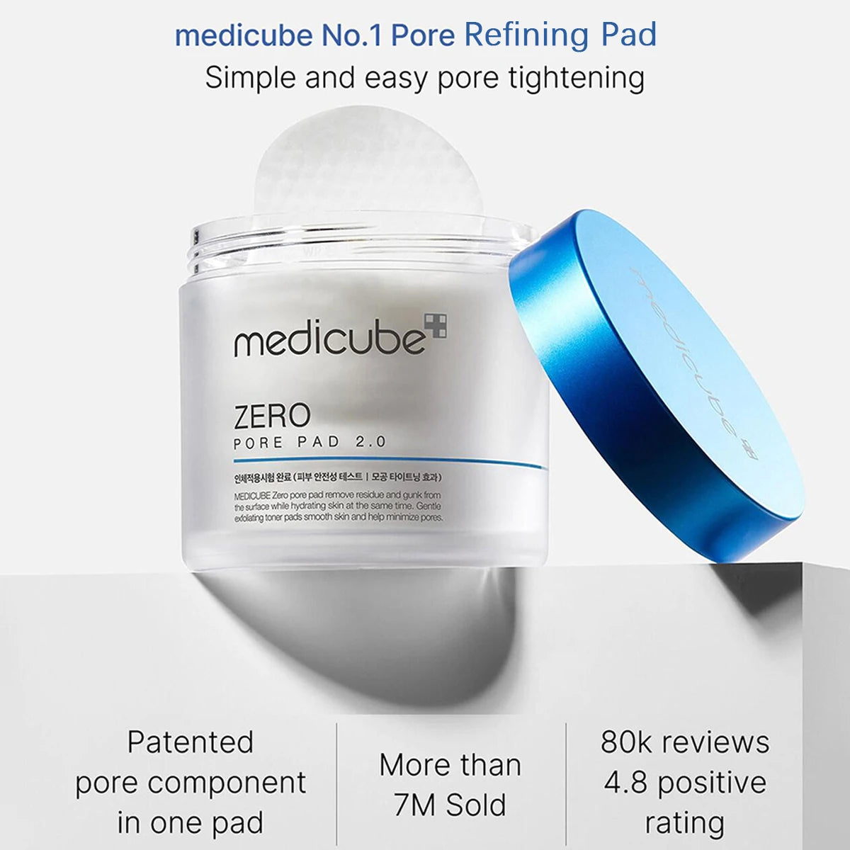 MedicuMedicube ZERO PORE PAD 2.0 – Dual-Texture Hydrating Korean Toner Pads for Smooth Pore Care