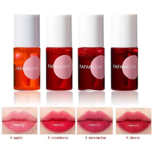 4 Color Fruity Lip Tint Water Gloss Tint – Hydrating Glossy Lip Color Set