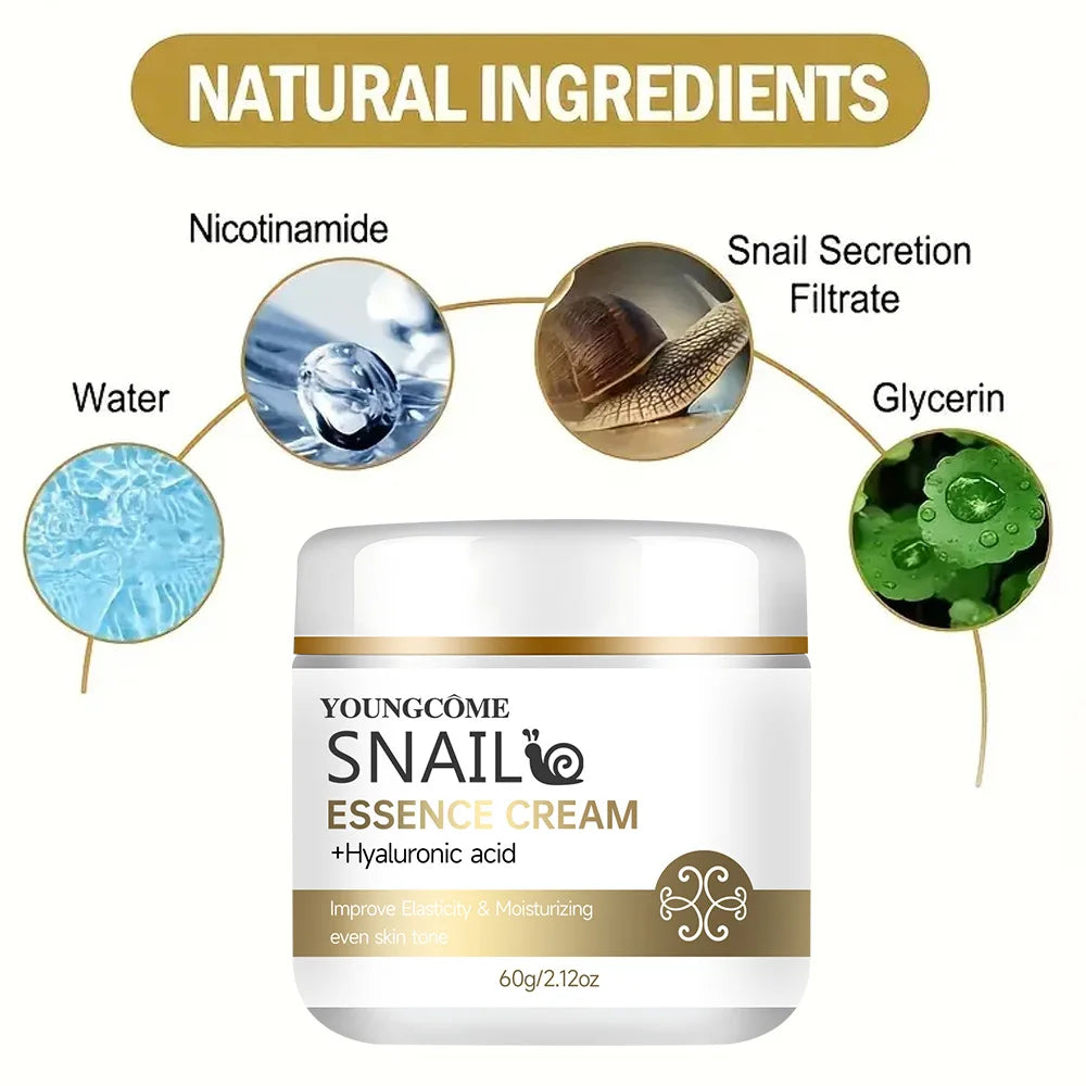 Snail Essence Cream with Hyaluronic Acid – Retinol Moisturizing, Firming & Brightening Skincare