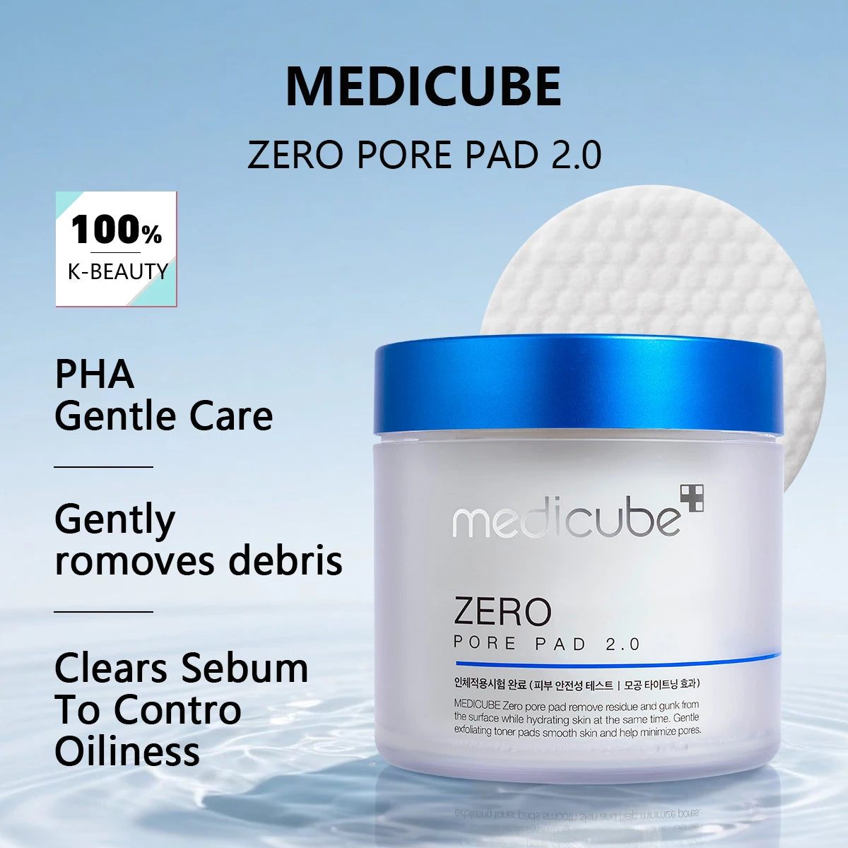 MedicuMedicube ZERO PORE PAD 2.0 – Dual-Texture Hydrating Korean Toner Pads for Smooth Pore Care