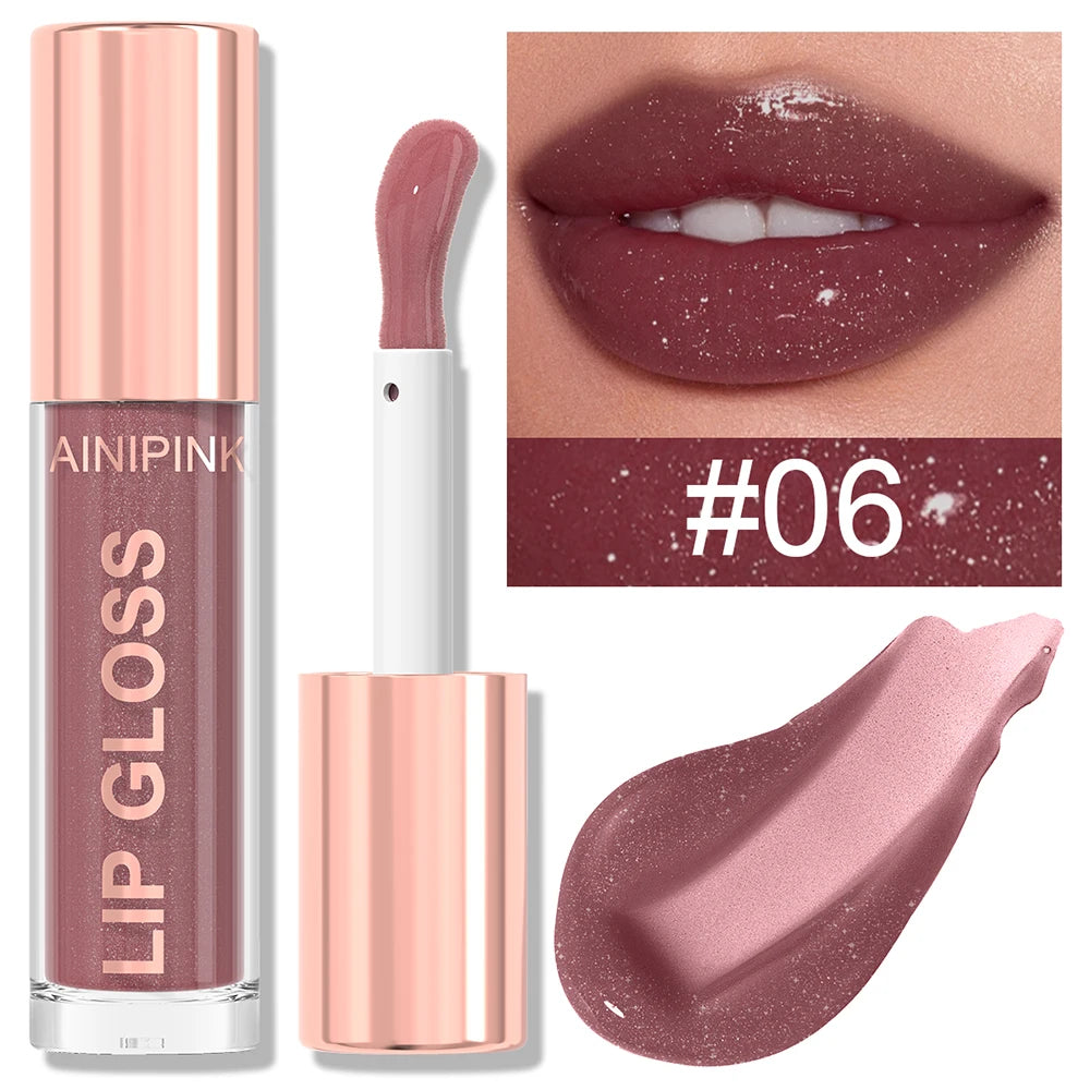 Glitter Lip Gloss Lipstick – Moisturizing Waterproof Lip Tint with High Pigment & Nude Plumper