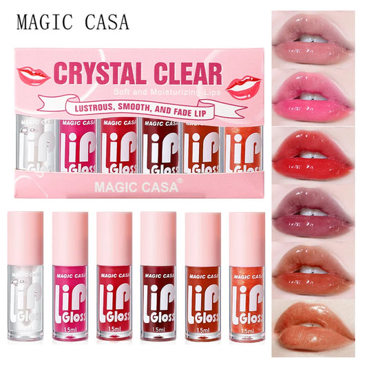 MAGIC CASA 6pcs Hydrating Jelly Lip Oil Set – Moisturizing & Glossy Lip Care