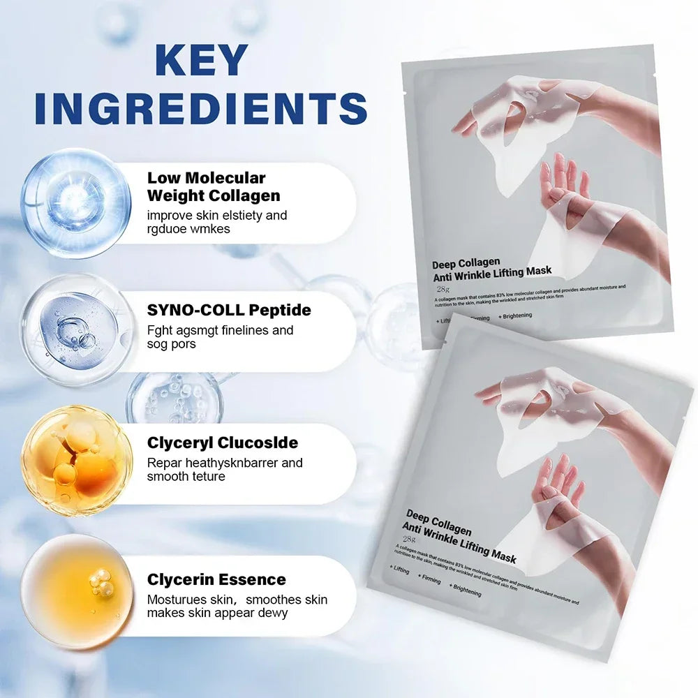Deep Collagen Anti-Wrinkle Lifting Mask – Collagen Face Mask for Firming & Moisturizing (5 Pack)