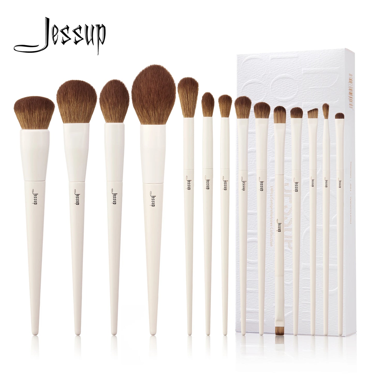 Jessup Makeup Brushes 14pc – Professional Complete Face & Eye Brush Set