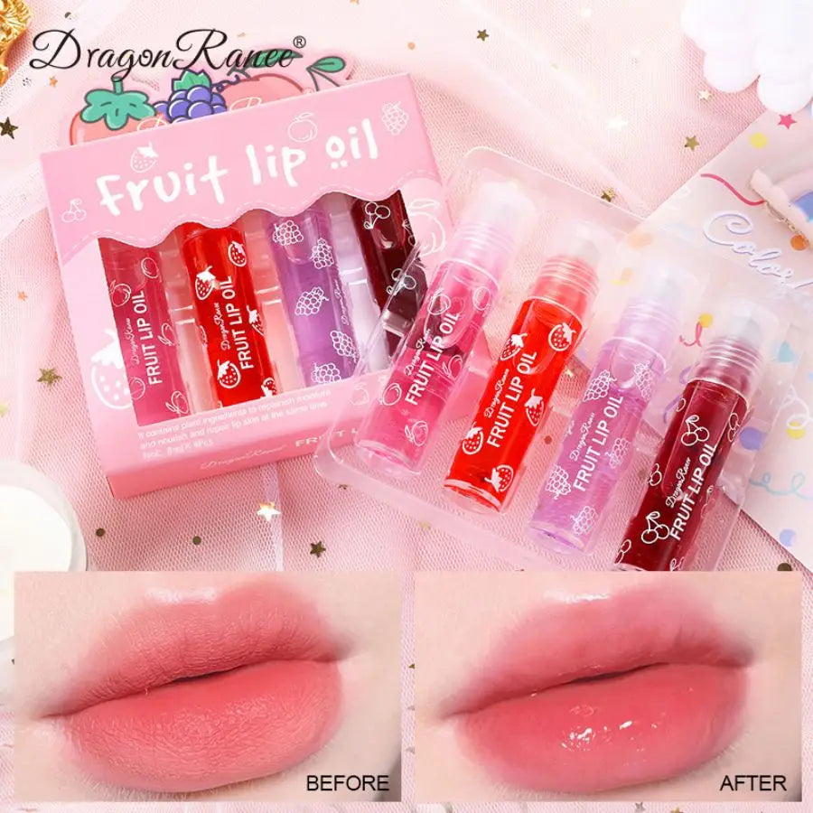 Rolling Bead Lip Oil Set of Four – Hydrating Glossy Lip Oil Collection