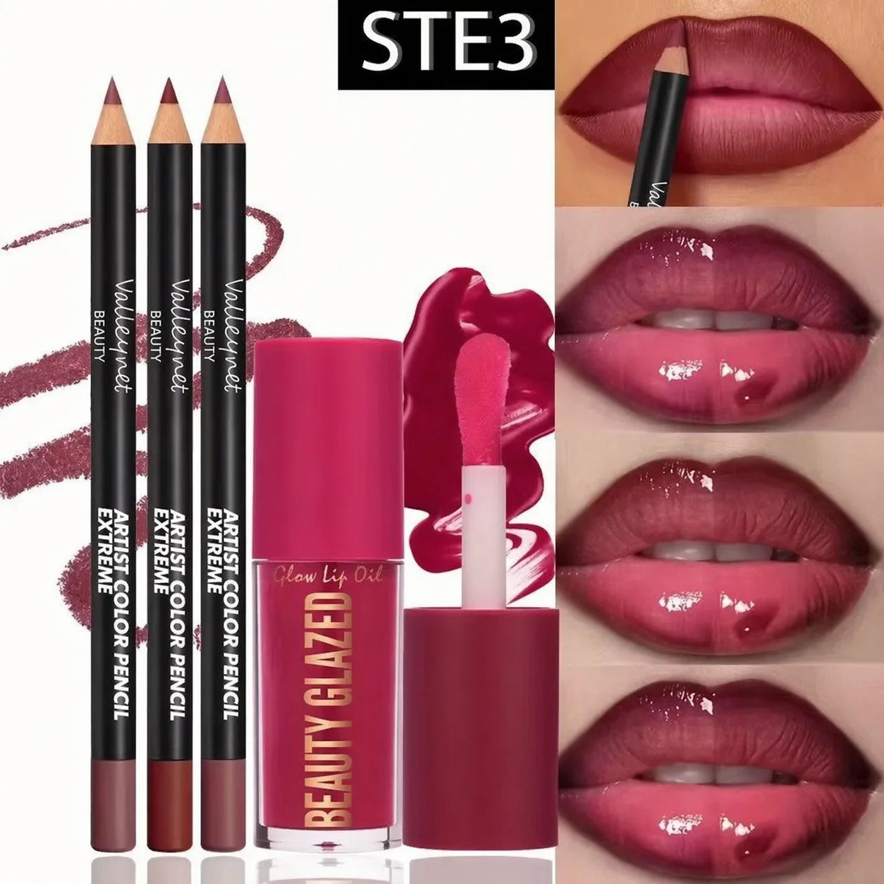 4pcs Lip Kit Set – Complete Lip Makeup Set with Gloss, Liner & More