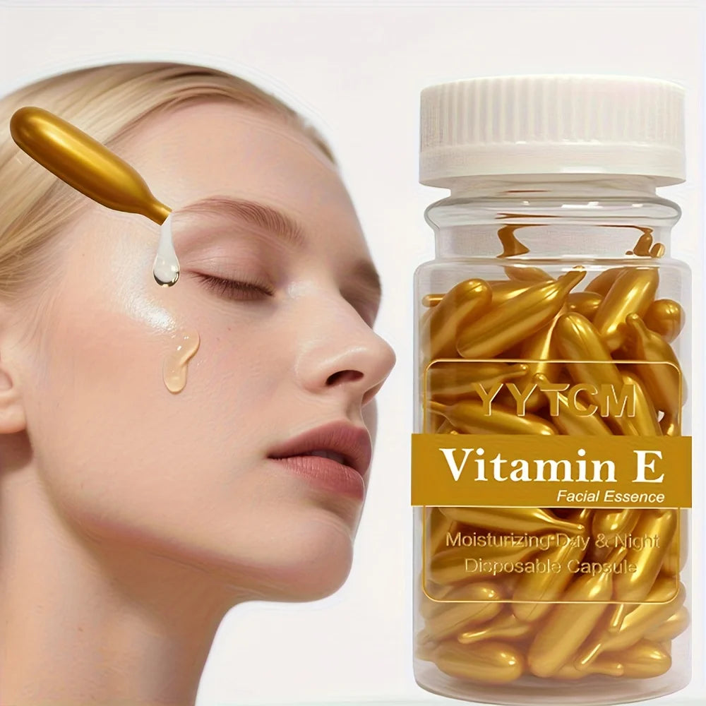 Vitamin E Serum Capsules – Single-Use Hydrating & Moisturizing Facial Essence, 90 Capsules