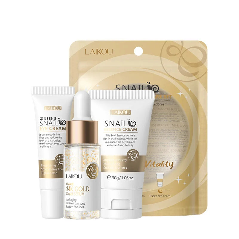 LAIKOU Vitamin C Skincare Set 3pcs – Brightening Face Wash, Serum & Moisturizer