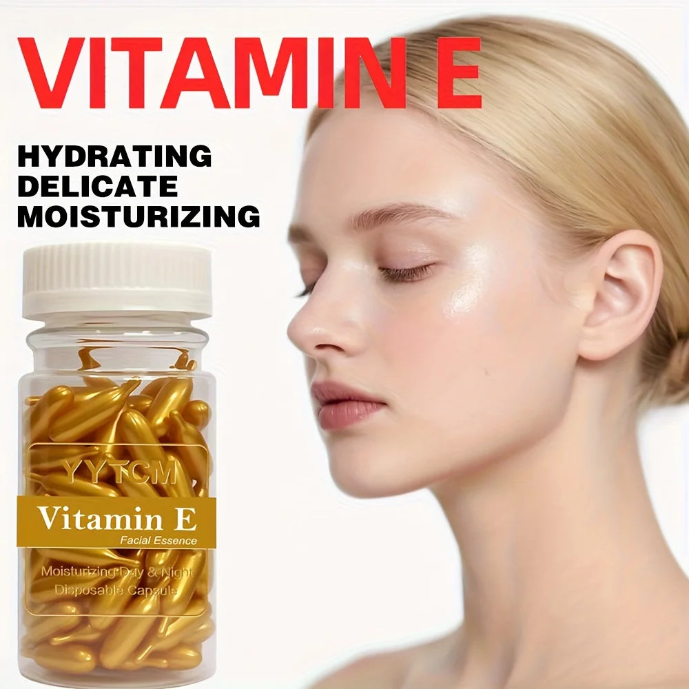 Vitamin E Serum Capsules – Single-Use Hydrating & Moisturizing Facial Essence, 90 Capsules
