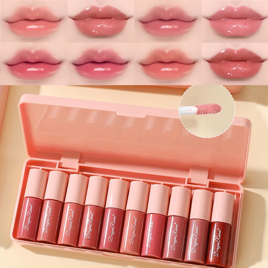 Set of 10 Shimmering Lip Glosses – Hydrating Glossy Lip Color Collection